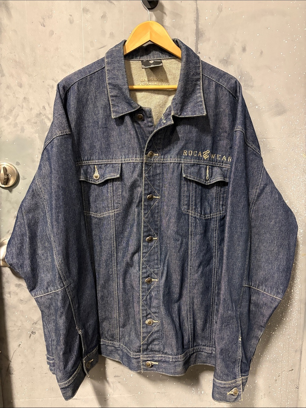 Rocawear Men's Indigo Blue Denim Jacket with Button Front 3X
